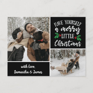 Cartão Postal Colagem de Fotos com Nome Personalizado de Natal 2