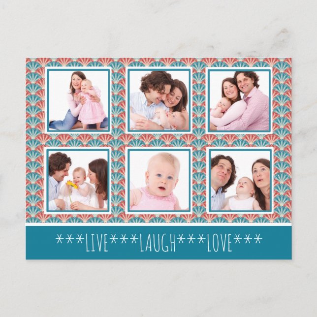 Cartão Postal Colagem de Fotos com Padrão Decorativo do Ventilad (Frente)