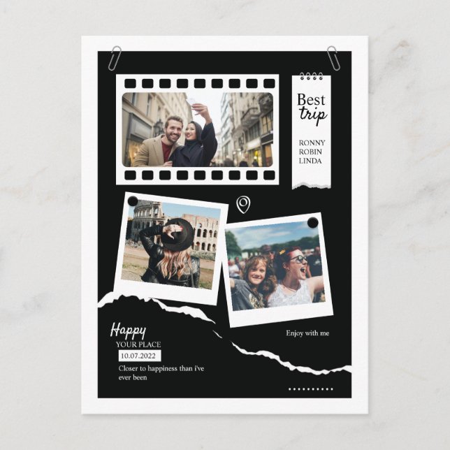 Cartão Postal Colagem de Fotos da Família (Frente)