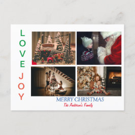 Cartão Postal Colagem de Fotos da Família Quatro Fotos Feliz Nat