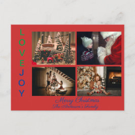 Cartão Postal Colagem de Fotos da Família Quatro Fotos Feliz Nat