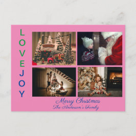 Cartão Postal Colagem de Fotos da Família Quatro Fotos Feliz Nat