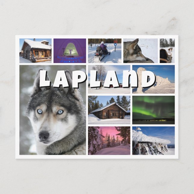 Cartão Postal Colagem de fotos da Lapland souvenir (Frente)