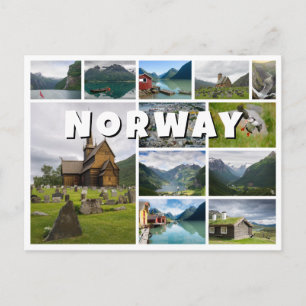 Cartão Postal Colagem de fotos da Noruega