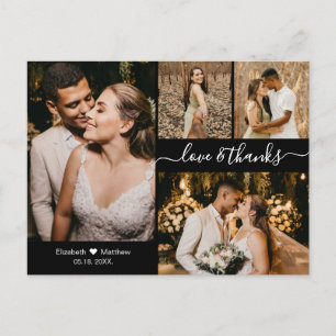 Cartão Postal Colagem de Fotos de Amor e Obrigados de Casamento 