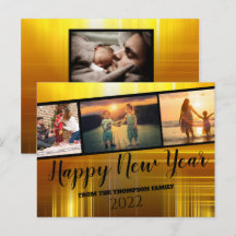 Colagem de Fotos de Ano Novo Feliz Preto e Dourado