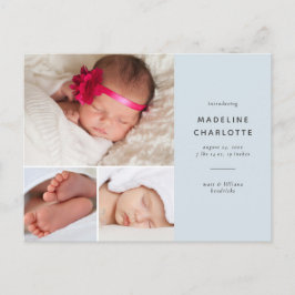 Cartão Postal Colagem de Fotos de Bebê Menino Azul Anúncio de Na