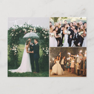Cartão Postal Colagem de Fotos de Casamento Agradecimento Verso