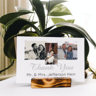 Cartão Postal Colagem de Fotos de Casamento com Letreiro à Mão A