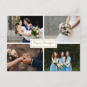 Cartão Postal Colagem de Fotos de Casamento com Rotulo de Agrade