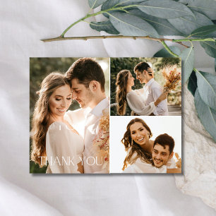 Cartão Postal Colagem de Fotos de Casamento Três Agradecimento