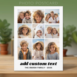 Cartão Postal Colagem de Fotos de Família Moderna 9 Fotos Branco