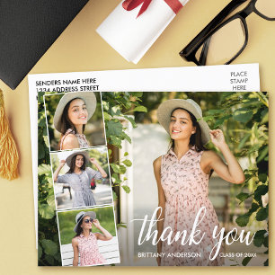 Cartão Postal Colagem de Fotos de Graduação com Caligrafia 4 Obr