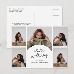Cartão Postal Colagem de Fotos de Graduação com Roteiro Clássico