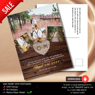 Cartão Postal Colagem de Fotos de Madeira Rústica de Orçamento C