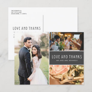 Cartão Postal Colagem de Fotos de Obrigados e Amor Obrigado