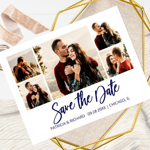 Cartão Postal Colagem de Fotos de Salvar a Data de Casamento com