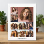 Cartão Postal Colagem de Fotos do Instagram com 9 fotos quadrada<br><div class="desc">Montagem fotográfica de 9 fotos em diferentes tamanhos em um fundo de cor sólida. Use suas fotos sem quadros nesta! Adicione suas fotos e instantâneos favoritos a esta faixa para obter um dispositivo de memória divertido. Uma maneira artística de mostrar seus melhores fotos de compartilhamento de fotos.</div>