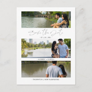 Cartão Postal Colagem de Fotos do Noivado de Casamento Trendy Mo