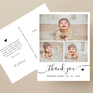 Cartão Postal Colagem de Fotos Elegante Script 3 Obrigado Querid