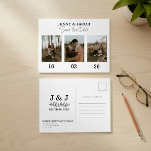 Cartão Postal Colagem de Fotos em Destaque datas Salvar a Data