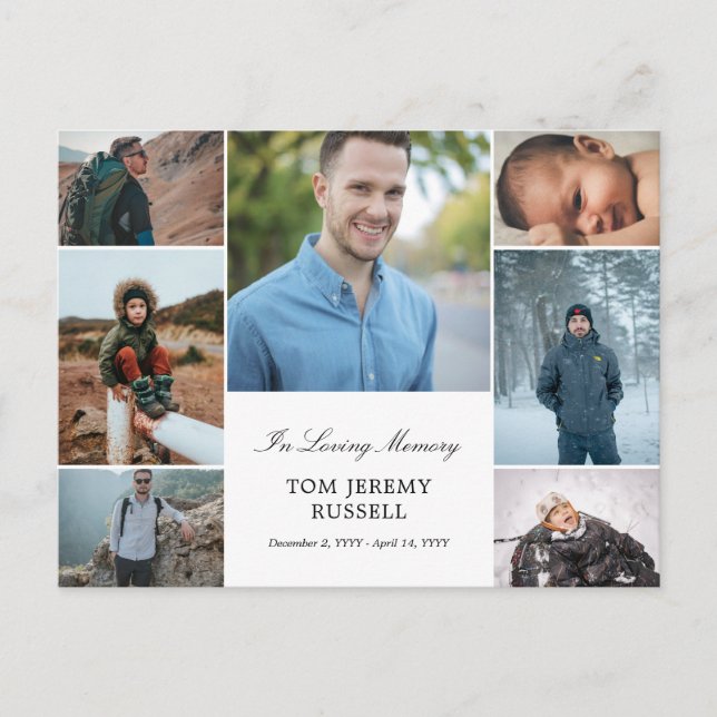 Cartão Postal Colagem de Fotos Em Memória Carinhosa Anúncio de F (Frente)