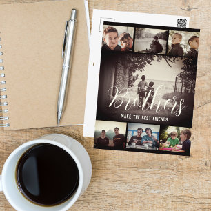 Cartão Postal Colagem de Fotos Escuras de Melhores Amigos Irmãos