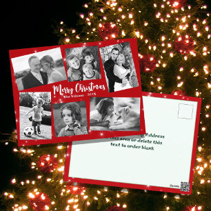 Cartão Postal Colagem de Fotos Estrelas Brilhantes Feliz Natal