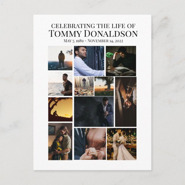Cartão Postal Colagem de Fotos Funeral 12 (Frente)