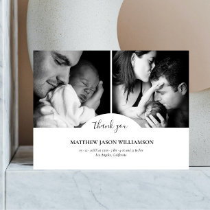 Cartão Postal Colagem de Fotos Luxuosa e Elegante Obrigado Bebê