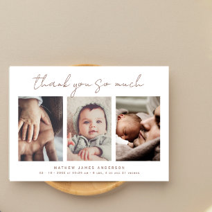 Cartão Postal Colagem de Fotos Minimalista Obrigada Chá de Bebê