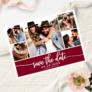 Cartão Postal Colagem de Fotos Moderna para Casamento Save The D