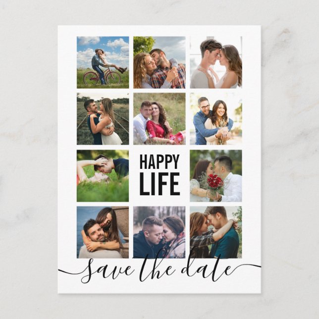 Cartão Postal Colagem de Fotos Moderna Salve o Cartão-Postal de  (Frente)