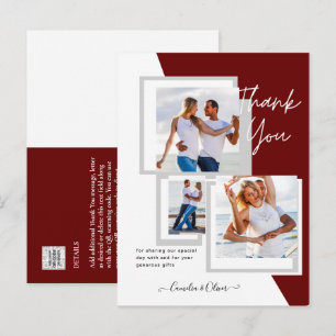 Cartão Postal Colagem de Fotos OBRIGADO Casamento/Bebê/Diploma/Q