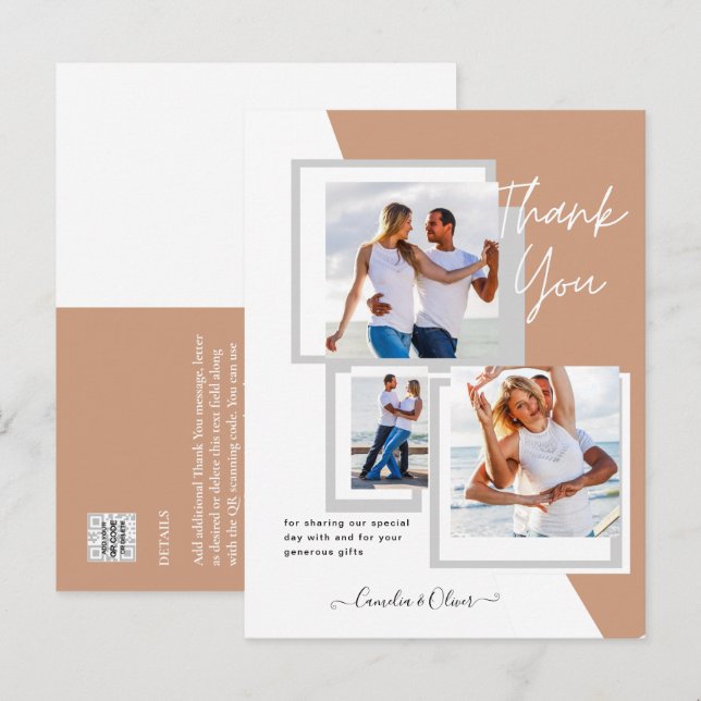 Cartão Postal Colagem de Fotos OBRIGADO Casamento/Bebê/Diplomado (Frente/Verso)