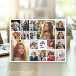 Cartão Postal Colagem de Fotos Personalizada 17 - Branco