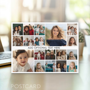 Cartão Postal Colagem de Fotos Personalizada 18 - Preto - texto 