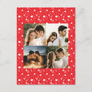 Cartão Postal Colagem de fotos personalizada padrão de Corações