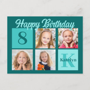 Cartão Postal Colagem de Fotos Personalizadas de Aniversário Chi