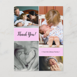 Cartão Postal Colagem de fotos personalizadas rosa segundo anúnc