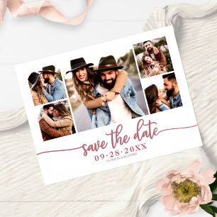Cartão Postal Colagem de Fotos Simples Moderna para Casamento Sa
