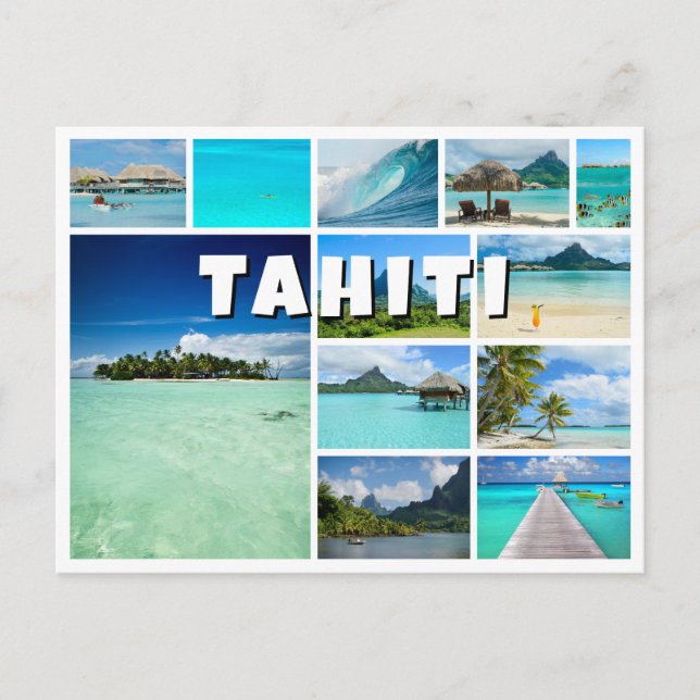 Cartão Postal Colagem de fotos Tahiti souvenir (Frente)