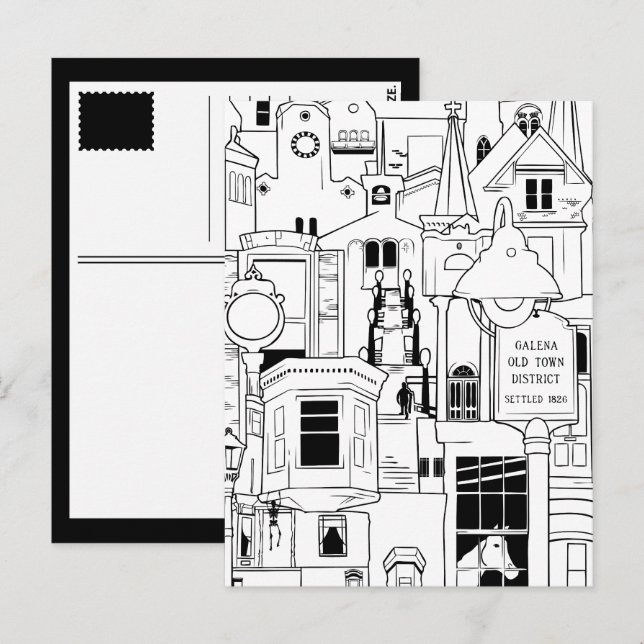 Cartão Postal colagem de galena ilIllinois (Frente/Verso)