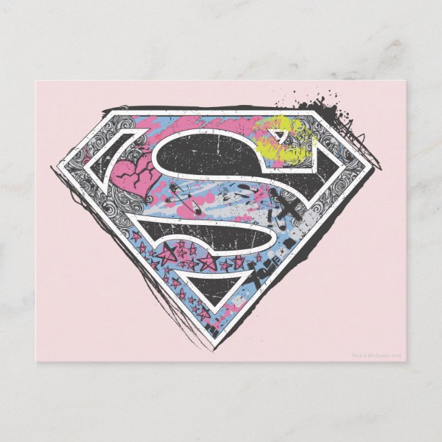 Cartão Postal Colagem de logotipos da Supergirl (Frente)