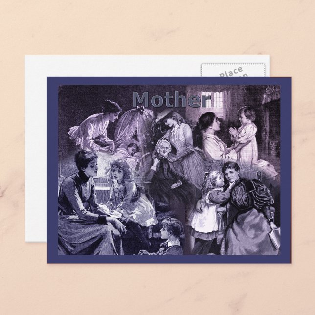 Cartão Postal Colagem de Mães e Crianças Vintage (Vintage Mothers and Children Collage Postcard Cover)