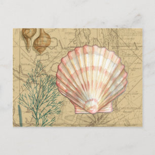 Cartão Postal Colagem de Mapa Costeiro