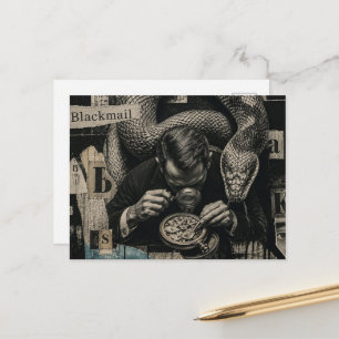 Cartão Postal Colagem de Mídia Mista Chantagem