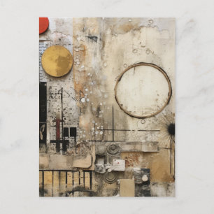 Cartão Postal Colagem de mídia mista de abstrato