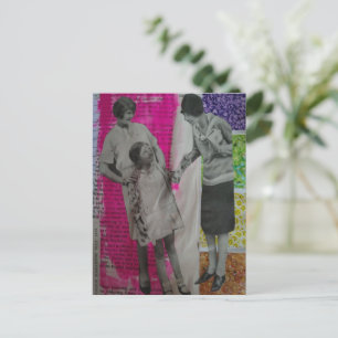 Cartão Postal Colagem de mídia mista de mulheres e menina vintag