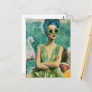 Cartão Postal colagem de Mídia Mista de verão
